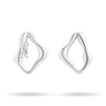 Silver-tone wavy open rhombus earrings, one set with a rectangular crystal