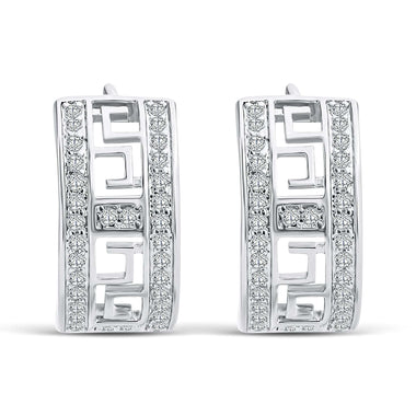 Two-row Greek key hoop earrings, 18 mm