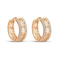 Gold-plated hoop earrings with openwork Greek ornament and a sparkling cubic zirconia border