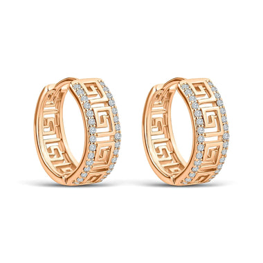 Openwork Greek hoop earrings, 18 mm