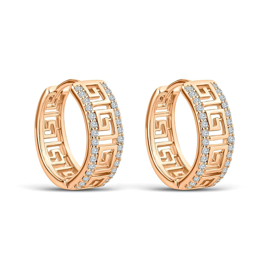 Openwork Greek hoop earrings, 18 mm