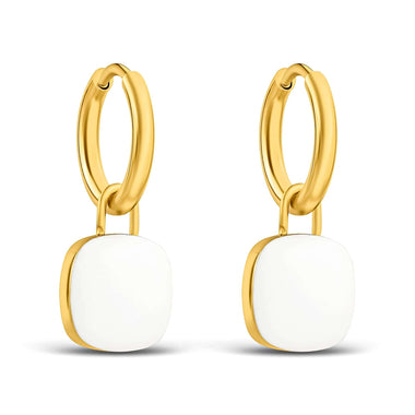 2-in-1 hoops with a white enamel drop