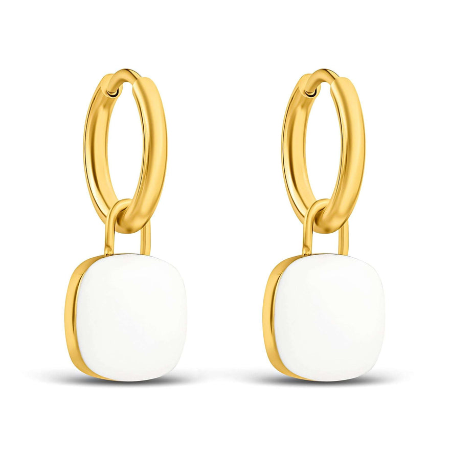 2-in-1 hoops with a white enamel drop