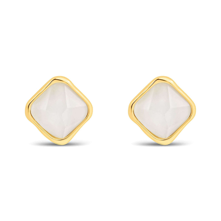 Milky white studs in a wavy frame