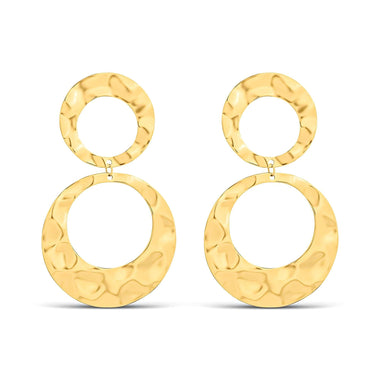 Hammered double-circle drop earrings