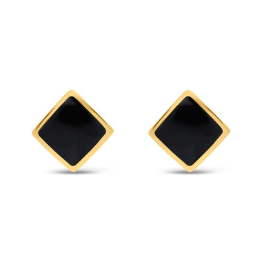 Square black enamel stud earrings