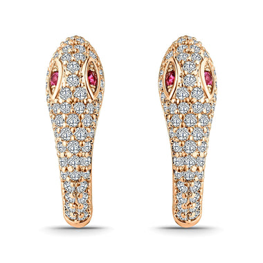 Snake hoop earrings with pink eyes