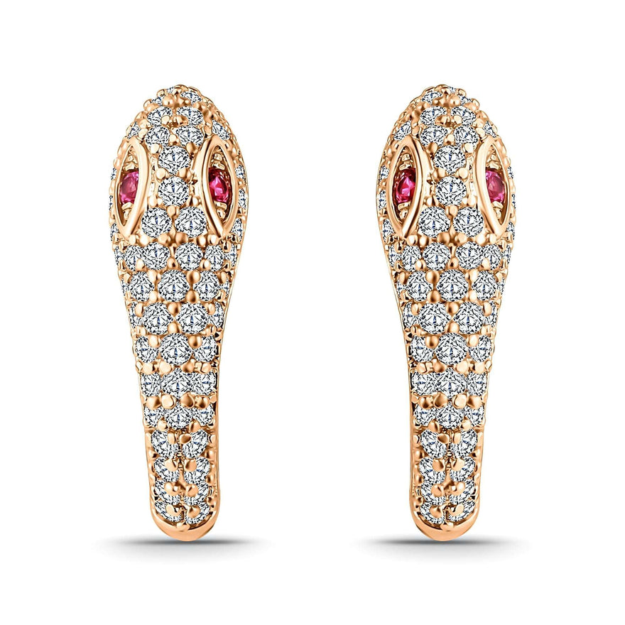 Snake hoop earrings with pink eyes