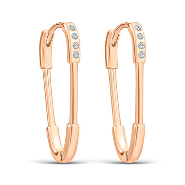 Zirconia safety-pin earrings, 27 mm