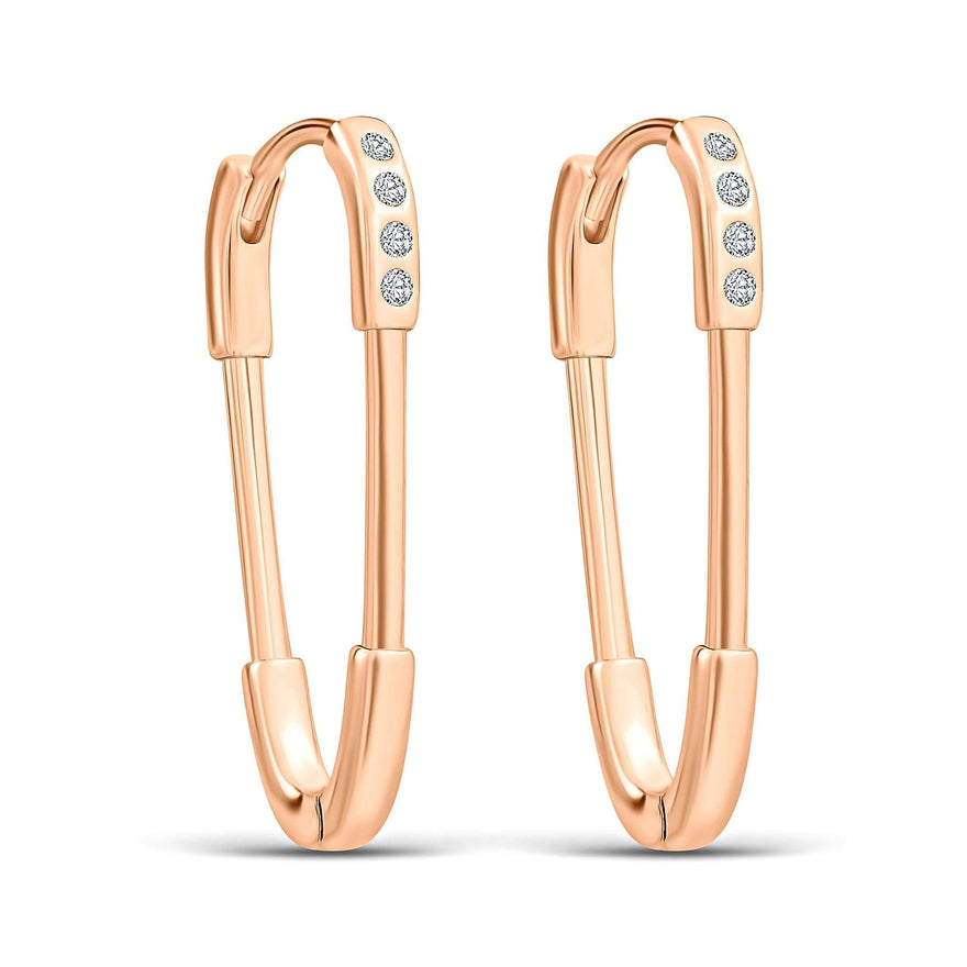 Zirconia safety-pin earrings, 27 mm