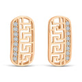 Pair of gold-tone earrings with a Greek meander and rows of cubic zirconia