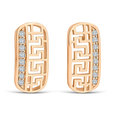 Greek key drop earrings, 19 mm