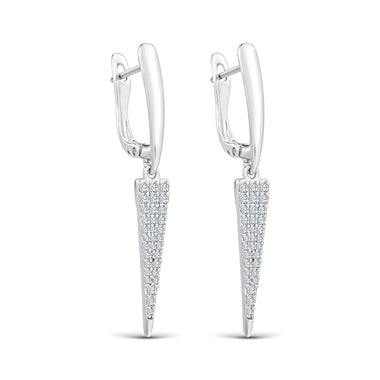 Pointed cone drop earrings, 40 mm
