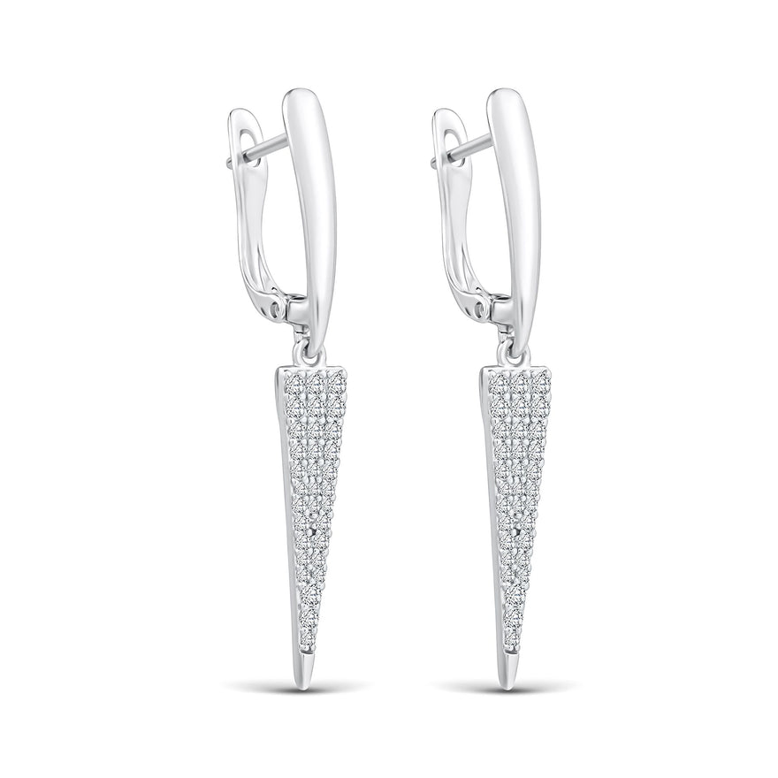Pointed cone drop earrings, 40 mm