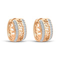 Wide hoop earrings with a Greek meander and two rows of cubic zirconia