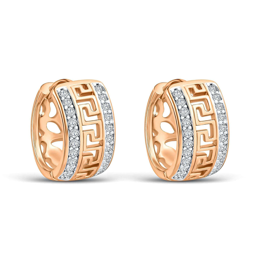 Wide Greek key hoop earrings, 14 mm