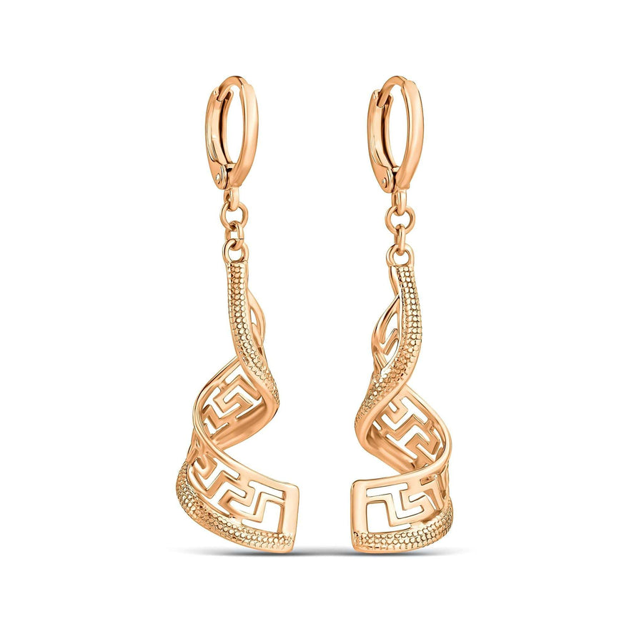 Twisted ribbon Greek key earrings