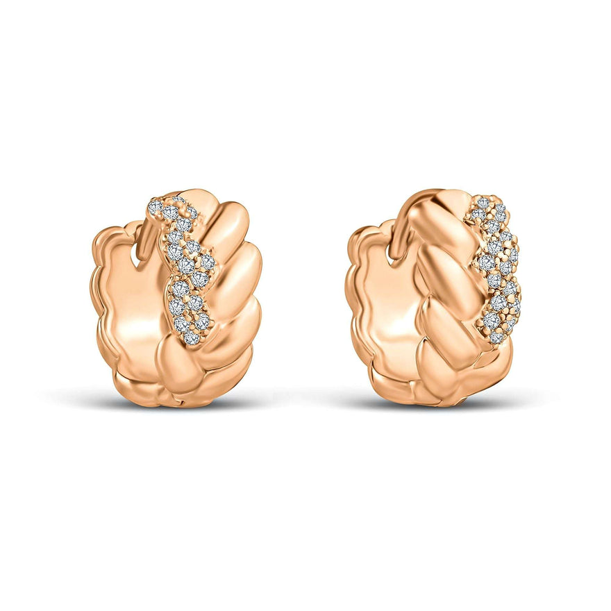 Plaited cubic zirconia hoop earrings