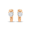 Gold-plated earrings with a clear heart-shaped cubic zirconia under a small crown