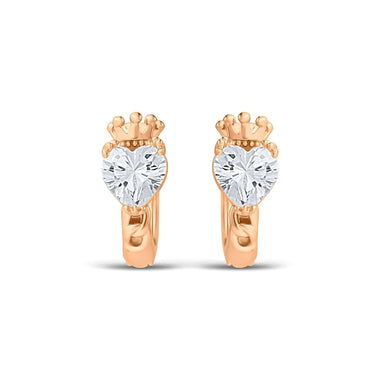 Crowned heart cubic zirconia earrings