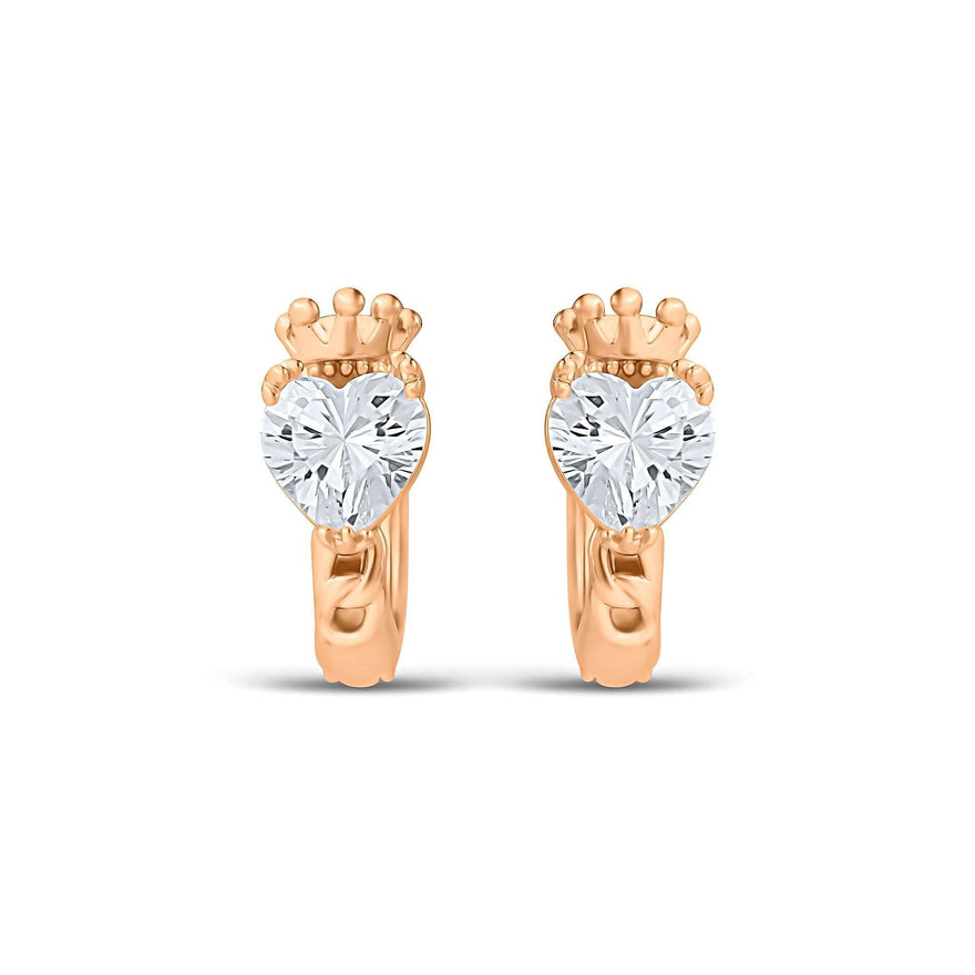 Crowned heart cubic zirconia earrings