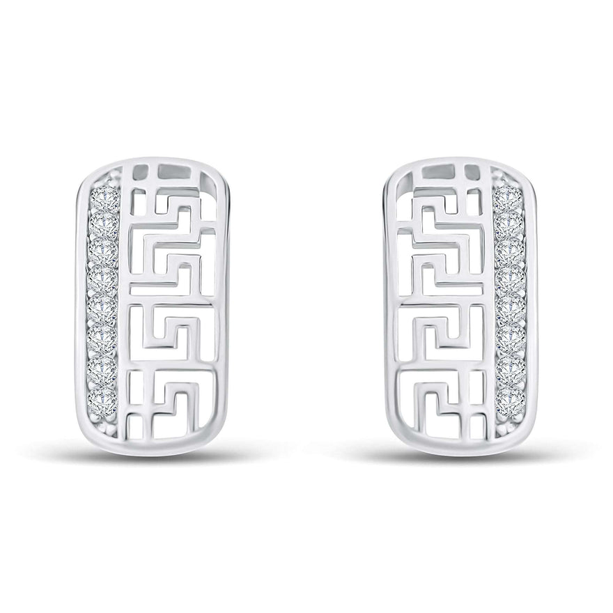 Rectangular meander earrings, 19 mm
