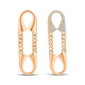 Asymmetric chain earrings, one of the pair set with cubic zirconia