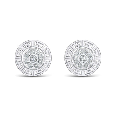 Round Greek key earrings, 17 mm