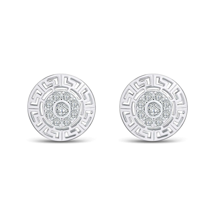 Round Greek key earrings, 17 mm