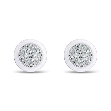Petite white ceramic earrings, 11 mm