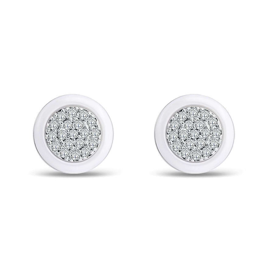 Petite white ceramic earrings, 11 mm