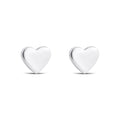 Minimalist heart stud earrings with a polished silver-tone finish