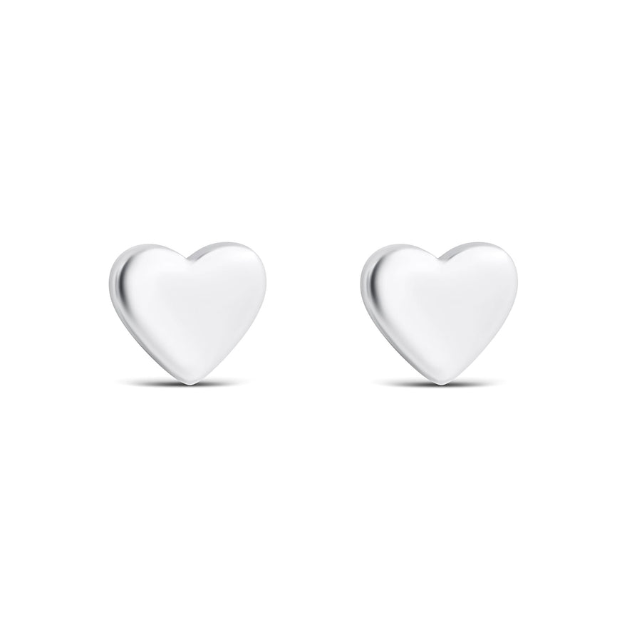 Minimalist heart stud earrings, 9 mm