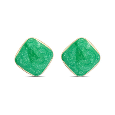 Green enamel rhombus studs, 19 mm