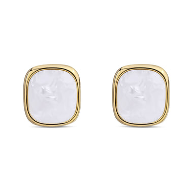 Pearlescent square earrings, 27 mm