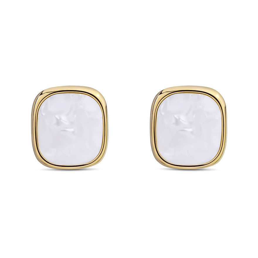 Pearlescent square earrings, 27 mm