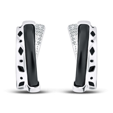 Black ceramic leverback earrings