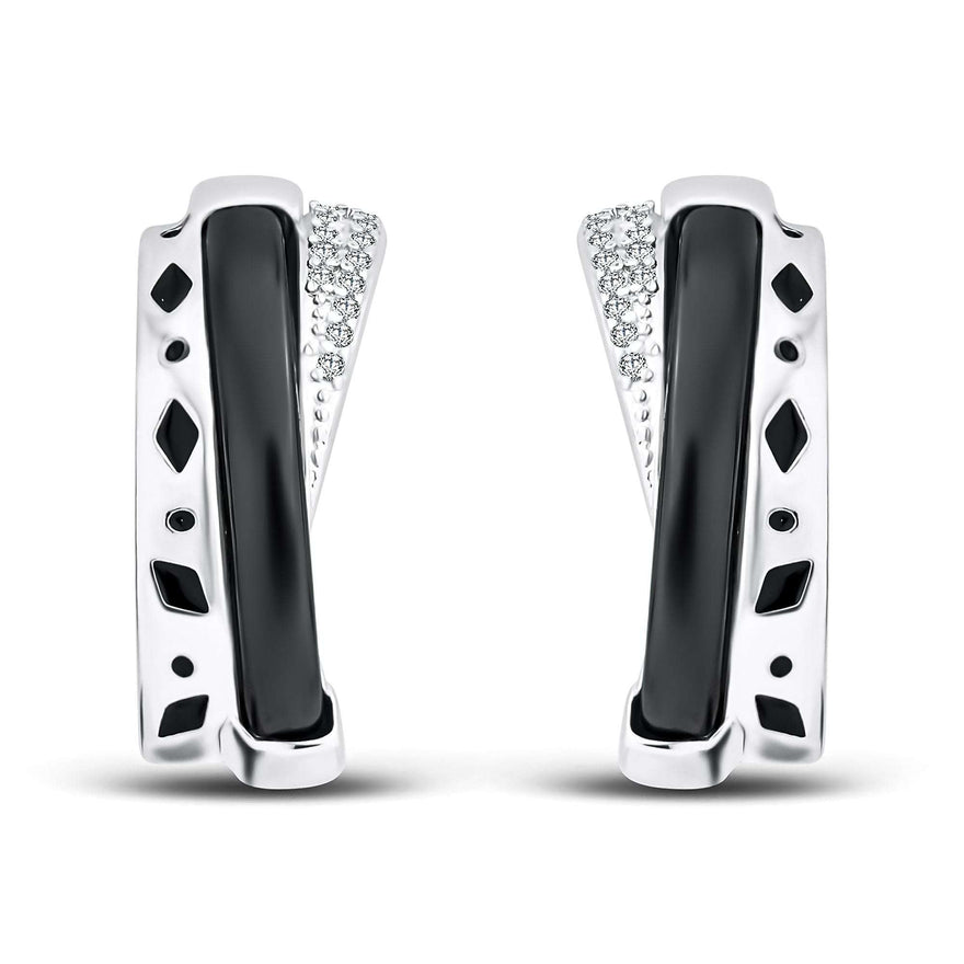 Black ceramic leverback earrings