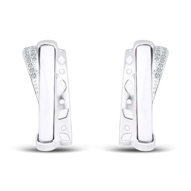 Half-circle earrings with white inlay