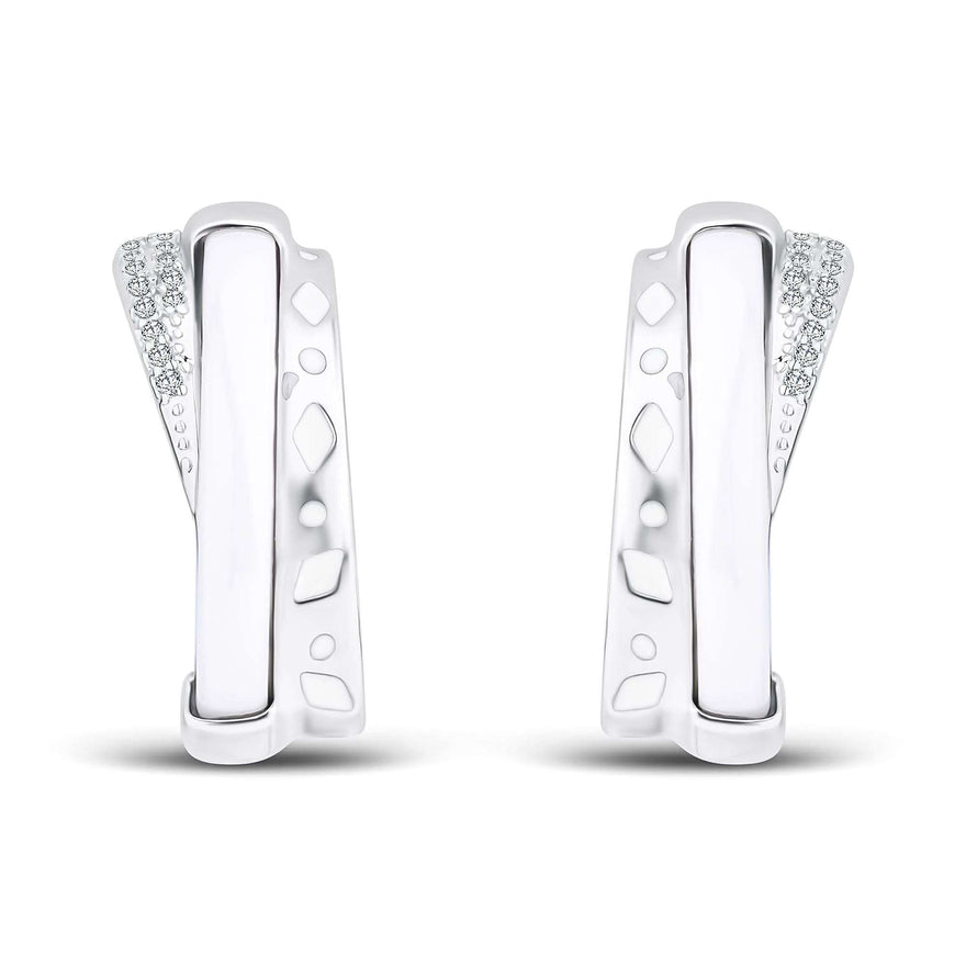 Half-circle earrings with white inlay