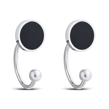 Black enamel two-in-one earrings