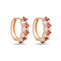 Red | Red square stones alternating with white marquise stones on a gold-plated hoop