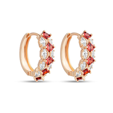 Square and marquise stone hoop earrings