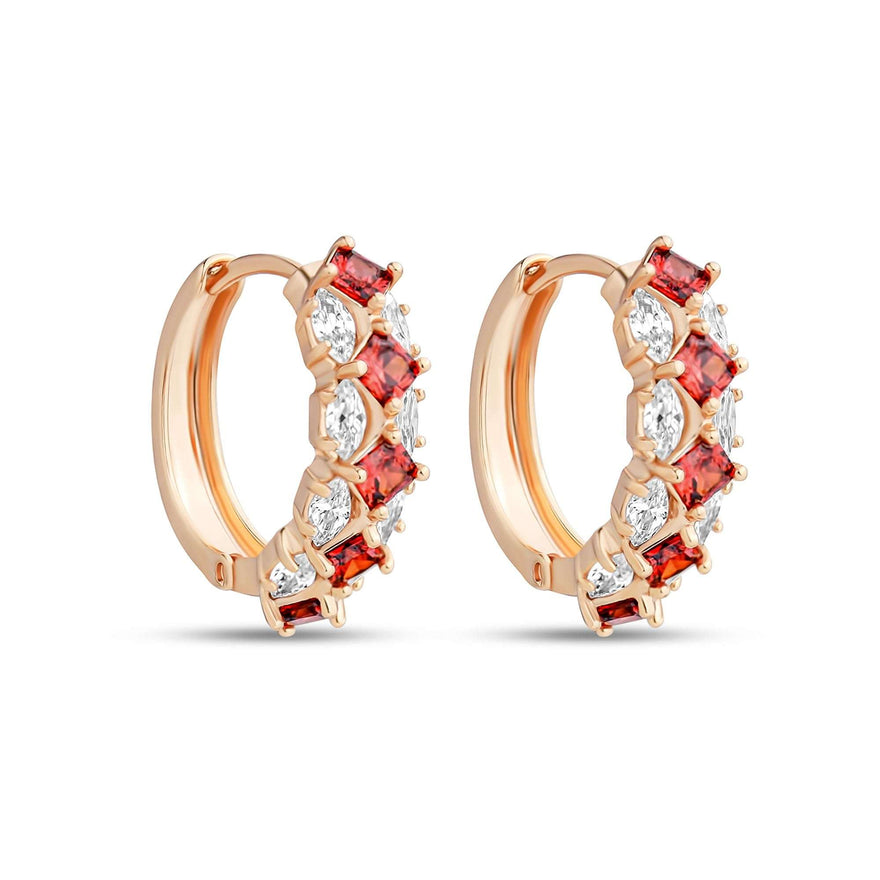 Square and marquise stone hoop earrings