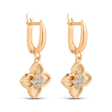 Four-leaf clover drop earrings