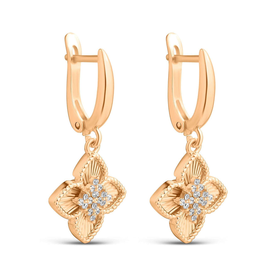 Four-leaf clover drop earrings