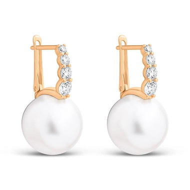 Faux pearl drop earrings, 25 mm