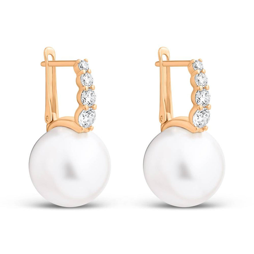 Faux pearl drop earrings, 25 mm