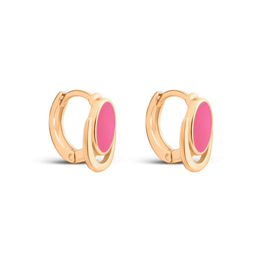 Enamel oval mini hoop earrings