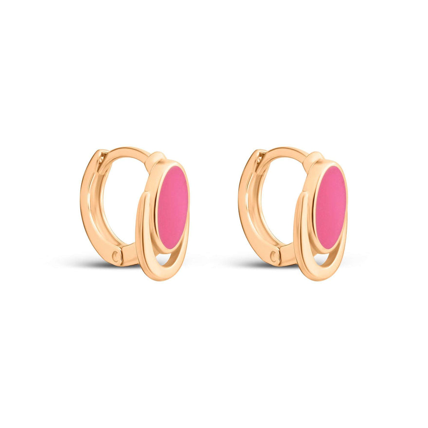 Enamel oval mini hoop earrings